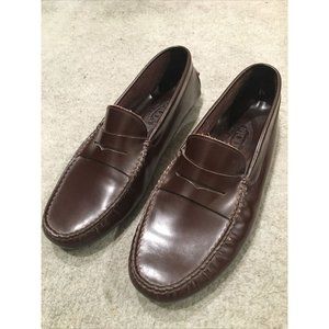 TOD'S Men's Gommino Dark Brown Leather Driving Loafers Handmade in Italy 8.5 US